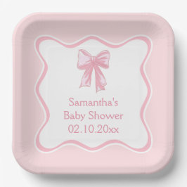 Pink Bow Coquette Babydusche Pappteller