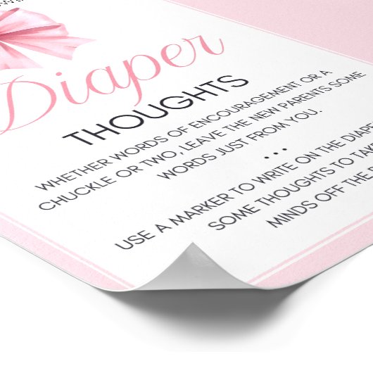 Pink Bow Coquette Babydusche Schild (Ecke)