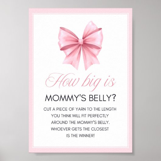 Pink Bow Coquette Babydusche Schild (Vorne)