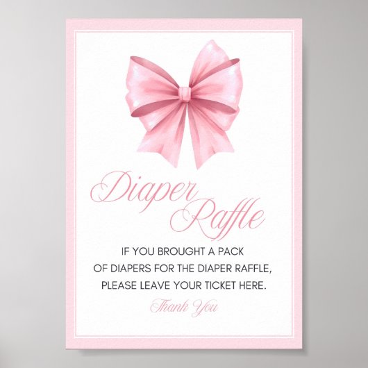 Pink Bow Coquette Babydusche Schild (Vorne)