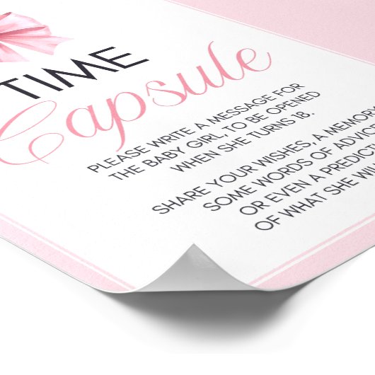 Pink Bow Coquette Babydusche Schild (Ecke)