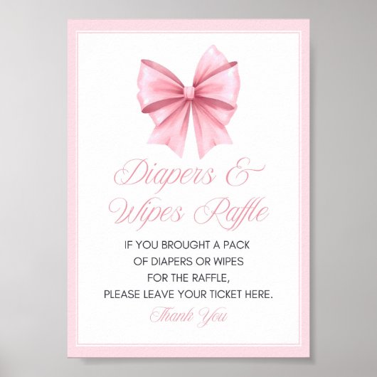 Pink Bow Coquette Babydusche Schild (Vorne)