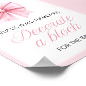 Pink Bow Coquette Babydusche Schild (Ecke)