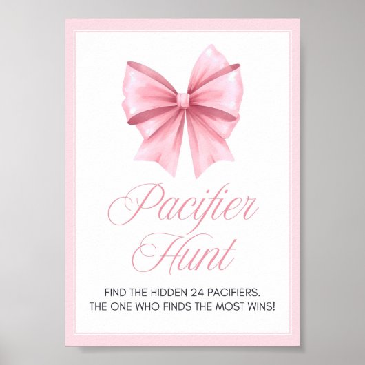 Pink Bow Coquette Babydusche Schild (Vorne)