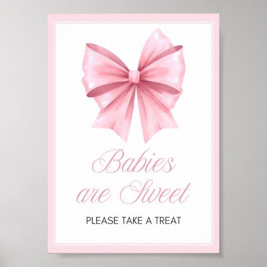 Pink Bow Coquette Babydusche Schild (Vorne)