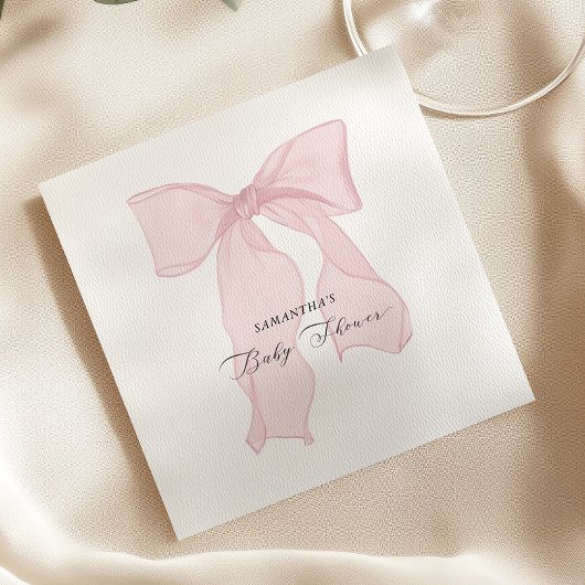 Pink Bow Coquette Babydusche Serviette