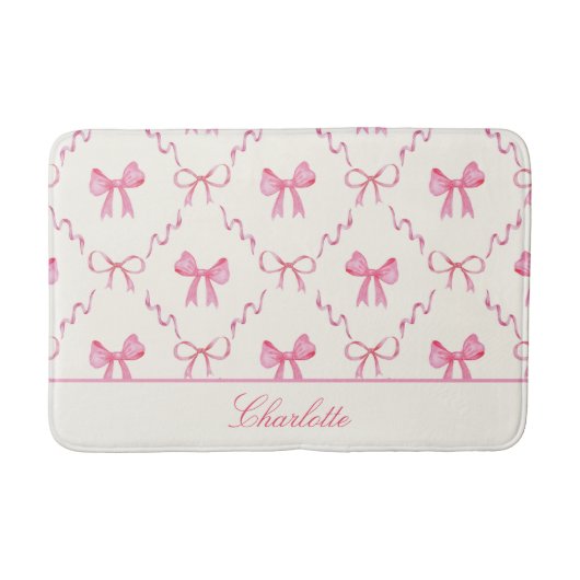 Pink Bow Coquette Bath Mat Badematte (Vorderseite)