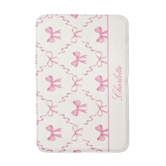 Pink Bow Coquette Bath Mat Badematte (Vorderseite Vertikal)