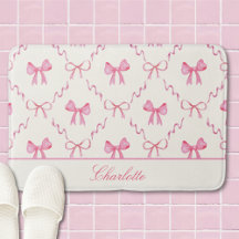 Pink Bow Coquette Bath Mat