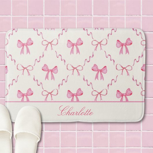 Pink Bow Coquette Bath Mat Badematte