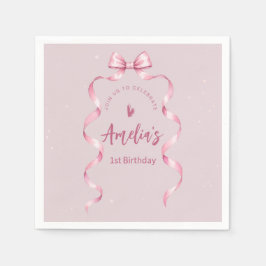 Pink Bow Coquette Birthday  Serviette