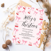 Pink Bow Coquette Bow Birthday Invitation, 13th Einladung