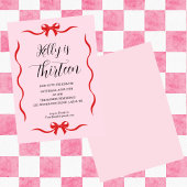 Pink Bow Coquette Bow Birthday Thirteen  Einladung