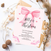 Pink Bow Coquette Bow Birthday Thirteen Invitation Einladung