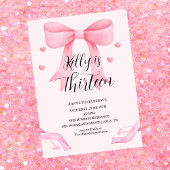 Pink Bow Coquette Bow Birthday Thirteen Invitation Einladung