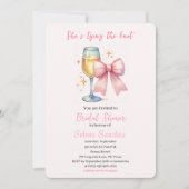 Pink Bow Coquette Brautparty Einladung (Vorderseite)
