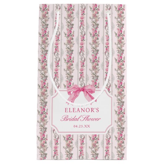 Pink Bow Coquette Brautparty Kleine Geschenktasche Geschenktüte (Vorderseite)