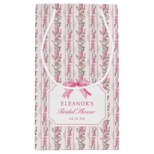 Pink Bow Coquette Brautparty Kleine Geschenktasche Kleine Geschenktüte (Rückseite)