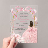 Pink Bow Coquette Butterfly Quinceañera Acryleinladungen (Insitu (Handheld))