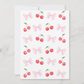Pink Bow Coquette Cherry Baby Dusche Einladung (Rückseite)