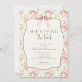 Pink Bow Coquette Die Knot Bridal Dusche binden Einladung (Vorderseite)
