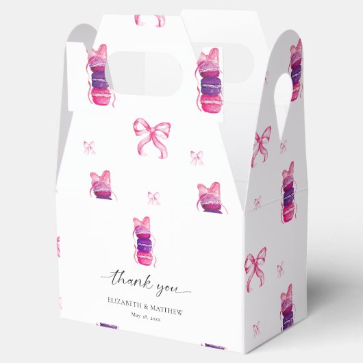 Pink Bow Coquette Elegante Macaron Wedding Geschenkschachtel (Geöffnet)