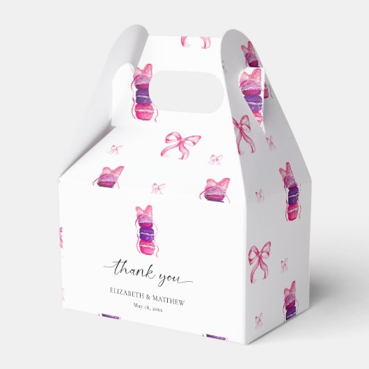 Pink Bow Coquette Elegante Macaron Wedding Geschenkschachtel (Vorderseite)