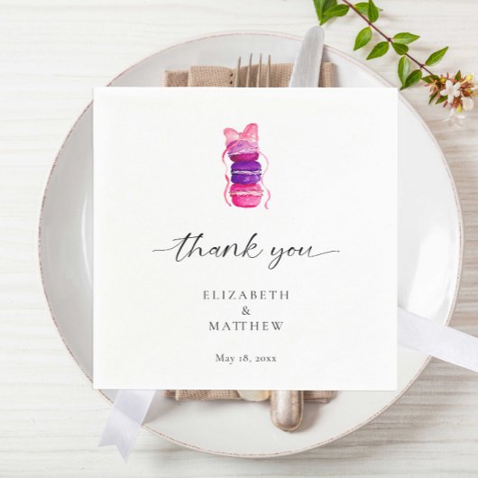 Pink Bow Coquette Elegante Macaron Wedding Serviette