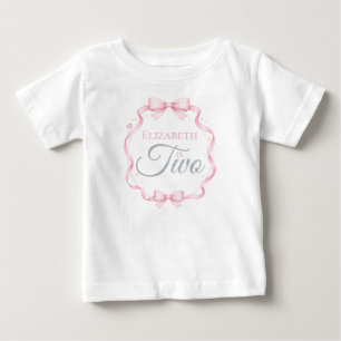 Pink Bow Coquette Elizabeth ist Zwei 2. Geburtstag Baby T-shirt