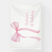 Pink Bow Coquette Erster Geburtstag Banner (Vertikal)