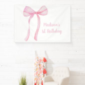 Pink Bow Coquette Erster Geburtstag Banner (InSitu)