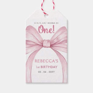 Pink Bow Coquette Erster Geburtstag Geschenkanhänger