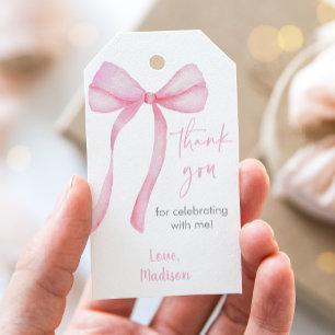 Pink Bow Coquette Erster Geburtstag Vielen Dank Geschenkanhänger