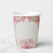 Pink Bow Coquette Floral 1st Birthday Personalized Pappbecher (Rückseite)