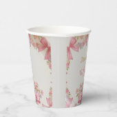 Pink Bow Coquette Floral 1st Birthday Personalized Pappbecher (Rechts)