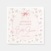 Pink Bow Coquette Floral Baby Girl Duschpapier Serviette (Vorderseite)