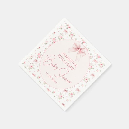 Pink Bow Coquette Floral Baby Girl Duschpapier Serviette (Ecke)