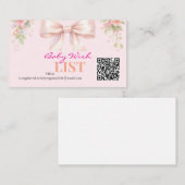 Pink Bow Coquette Floral Baby Registry QR Code Begleitkarte (Vorne/Hinten)