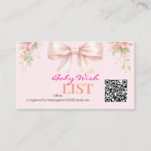 Pink Bow Coquette Floral Baby Registry QR Code