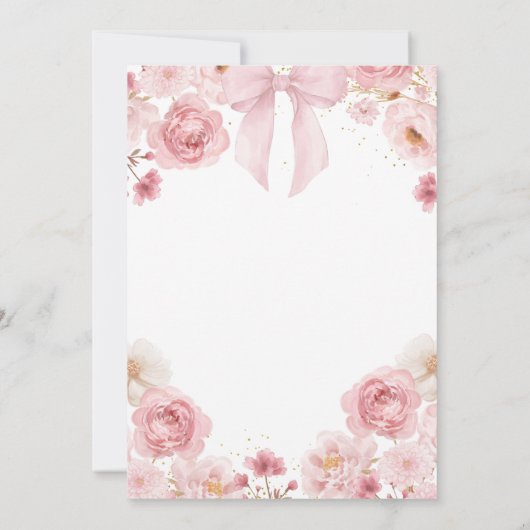 Pink Bow Coquette Floral Quinceanera Einladung (Rückseite)