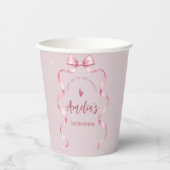 Pink Bow Coquette Geburtstag Pappbecher (Vorderseite)