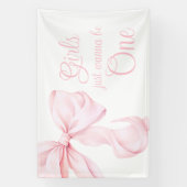 Pink Bow Coquette Girl 1. Geburtstag Banner (Vertikal)