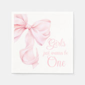 Pink Bow Coquette Girl 1. Geburtstag Serviette (Vorderseite)