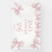 Pink Bow Coquette Girl 1st Birthday Banner (Vertikal)
