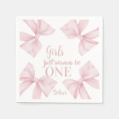 Pink Bow Coquette Girl 1st Birthday  Serviette (Vorderseite)