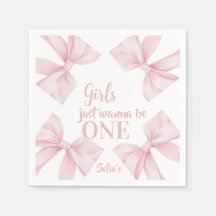 Pink Bow Coquette Girl 1st Birthday 