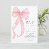 Pink Bow Coquette Girl Babydusche Einladung (Stehend Vorderseite)