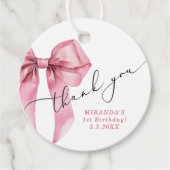 Pink Bow Coquette Girl Geburtstag Vielen Dank Geschenkanhänger (Vorderseite)