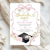 Pink Bow Coquette Girl Graduation Invitation Einladung