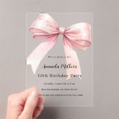 Pink bow coquette girl luxury clear birthday acryleinladungen (Insitu (Handheld))